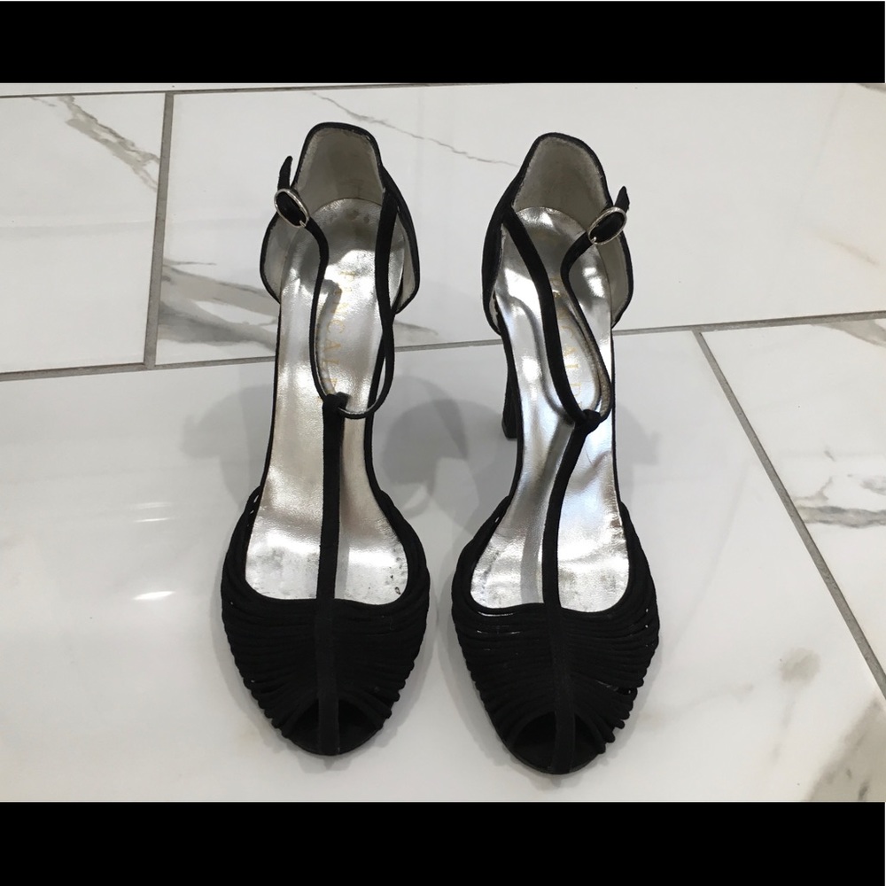 SOLD. Vintage Pancaldi Black Cage Heels